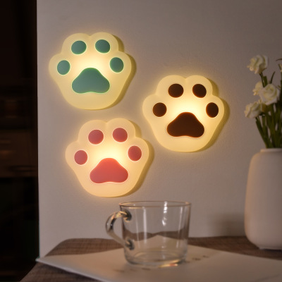 Cat's Paw Small Night Lamp Silicone Baby Feeding USB Charging Magnetic Suction Wall Lamp Children Bedroom Bedside Sleeping Lamp Gift