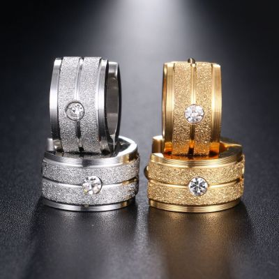 Cross-Border New Popular European and American Men's and Women's High-End Stainless Steel Rare Sand Earrings Fashion 