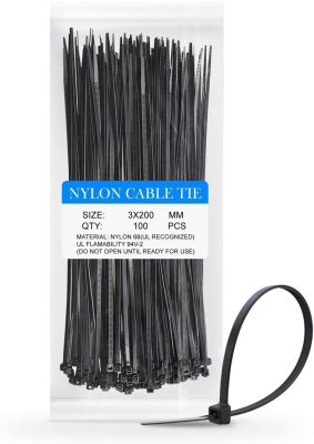 Nylon Cable Ties Are Suitable for Indoor and Outdoor Use, Heavy Duty, Available in Two Colors, Black 8 Inches