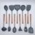 Amazon Hot Sale Beech Handle Silicone Kitchenware 11-Piece Set Kitchen Tools Shovel Spoon Non-Stick Pan Set