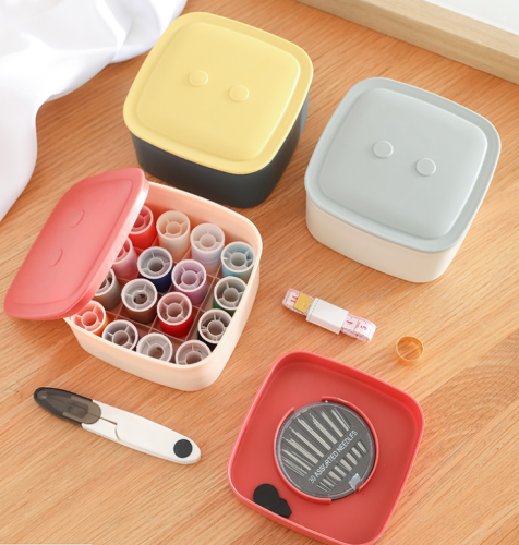 portable sewing kit double rounds magnetic thimble sewing box household sewing accessories sewing kit storage box
