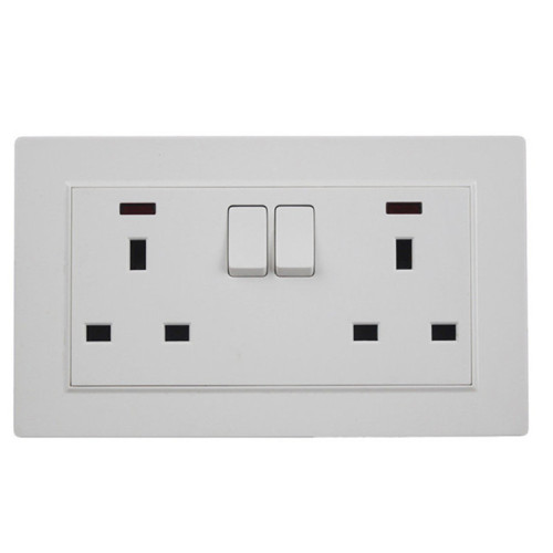 Wall Switch Foreign Trade 86 Plastic Spray Paint Large Plate White Two Open Double 13a Socket Switch