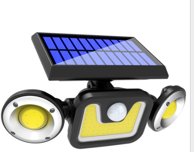 New Solar Wall Lamp Infrared Sensor Lamp round Head Three Lights