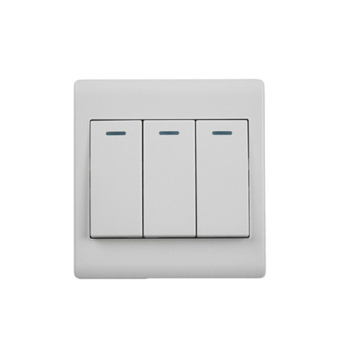 86-type plastic painting large plate white three-switch single-control switch