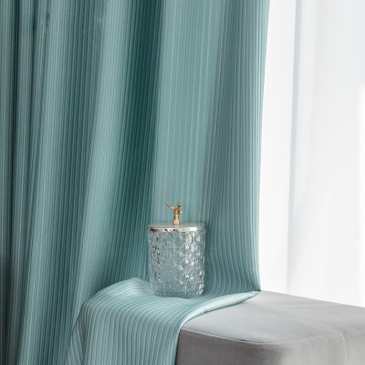 Modern Simple and Fresh Mediterranean American Striped Curtain Fabric High Shading Curtain Fabric Living Room Curtain