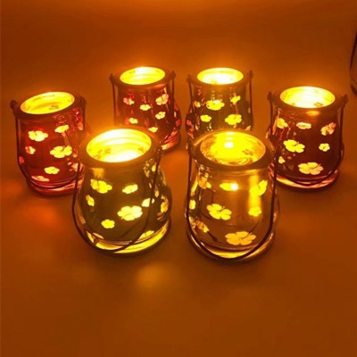 Indoor Holiday LED Light Battery Box Color Binaural Glass Candlestick Lamp Copper Wire Lamp String Decorative Atmosphere Night Light