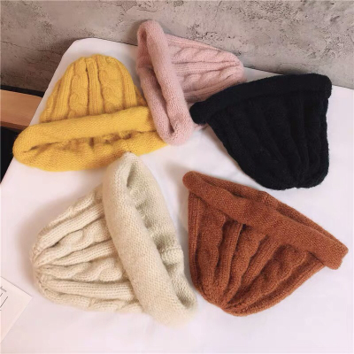 Korean Pointed Hat Women's Trendy Autumn and Winter Thermal Head Cover Wool Hat Cute Sweet Knitted Hat Men's Korean Style All-Matching
