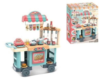 Xiongcheng 008-958 Children Play House Toy Kitchenware Trolley Boys and Girls Cooking Simulation Dining Car