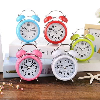 Minimalist Creative 3-Inch Metal Bell with Light Alarm Clock Multifunctional Student Bedside Clock Factory Goods Wholesale