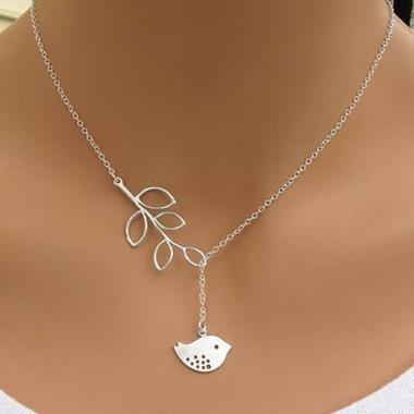 AliExpress EBay Popular Simple Metal Leaf Cross Bird Tassel Short Necklace