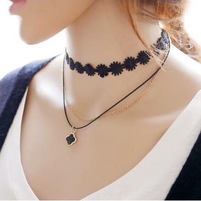 Sunflower Retro Court Lace Necklace Japanese and Korean Women's Short Chain Choker Gift Sweater Chain Gold Chain