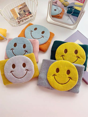 Smiley Face Wide-Brimmed Hair Band Women's Knitted Wool Headband Face Washing Headband Cute Confinement Headscarf Headband Internet Celebrity