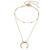 Stylish and Simple Personality Double-Layer Copper Bead Necklace Moon Pendant Horn Multi-Layer Necklace Choker Wholesale