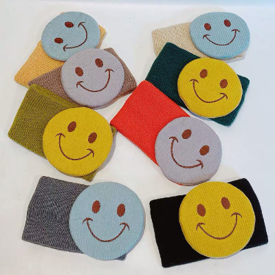 Smiling Face Hairband with Wide Edge Women's Knitted Wool Headband Face Wash Cute Confinement Headscarf Headgear Internet Celebrity