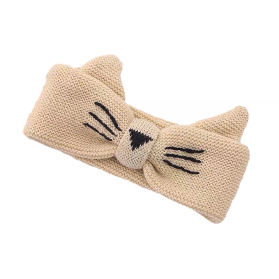 Japanese and Korean Forehead Short Hair Accessories Female Online Influencer Korean Cartoon Wool Headband Cute Cat Shape Knitted Hair Band