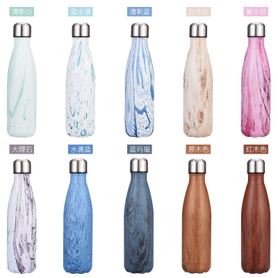 Coke Bottle Stainless Steel Vacuum Cup 304 Sports Water Bottle Wood Grain Fashion Gift Custom Cup Gift