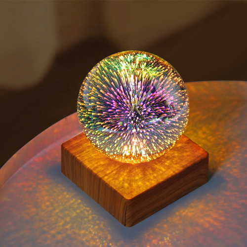 Cross-Border Hot Selling 3D Fireworks Decorative Lamp Bedroom Bedside Starry Sky Led Seven-Color Atmosphere Table Lamp USB Plug-in Small Night Lamp