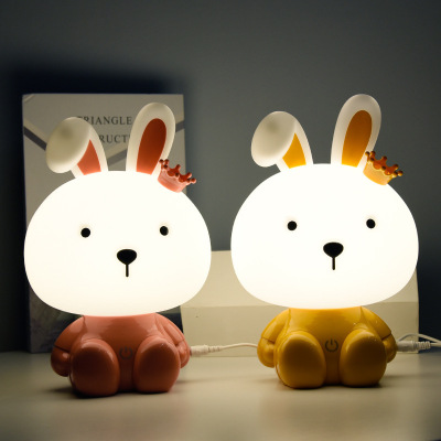 New Touch Cartoon Dimming LED Table Lamp Dr Frog Rabbit Crown Rabbit Nightlight Children's Bedside Lamp