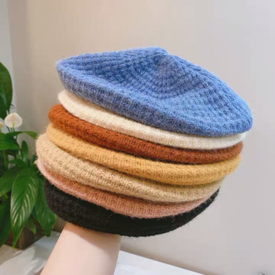 Japanese-Style Age-Reducing Sweet Double-Layer Knitted Wool Beret Autumn and Winter Soft Glutinous Artistic All-Match Shopping Pumpkin Hat Children