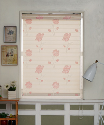 Modern Simple Tulip Printing Soft Gauze Curtain Office Bedroom Room Darkening Roller Shade Wholesale Customized Venetian Blind