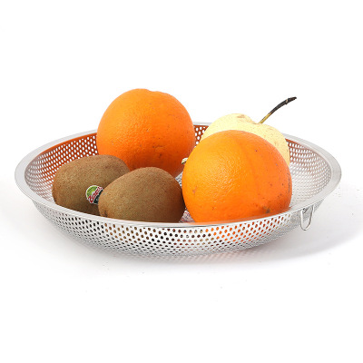 Factory Direct Sales Non-Magnetic Stainless Steel Multi-Purpose Candy Plate Thickened Dense Hole Fruit Plate Creative Exquisite Vegetable and Fruit Plate