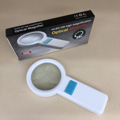New Dt7672 Handheld High Magnification Reading Plastic Gift with LED Lights Magnifying Glass for the Elderly and Students