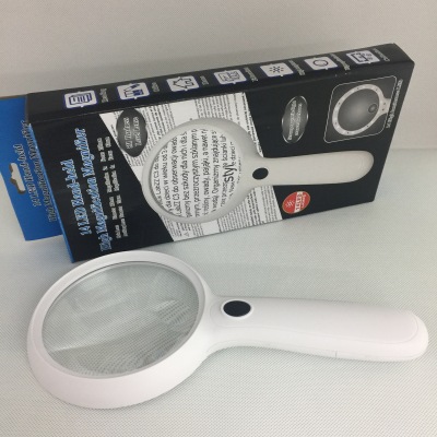 90120 Handheld with Mother-Baby Magnifying Glass 2 Times 6 Times with 14 LED Lights HD Elderly Reading Maintenance Magnifying Glass