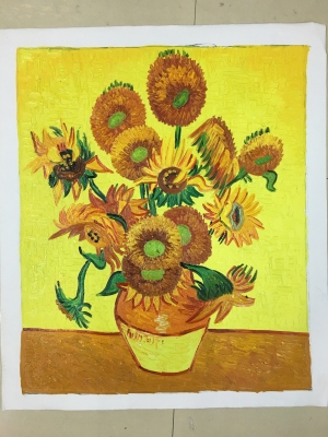 Living Room Comfortable Hanging Painting Van Gogh Sunflower Pure Hand Drawing Oil Painting Decorative Painting