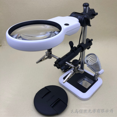 Multifunctional Led Auxiliary Clamp Electric Luo Iron Bracket Welding Maintenance Plug Radio Clip Magnifying Glass Adjustable Cold and Warm Light