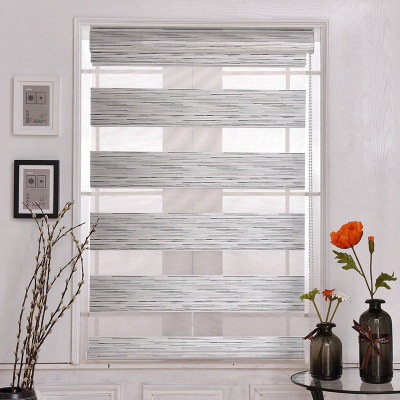 Factory Direct Sales Spot Supply Woven Shading Double-Layer Shading Soft Gauze Curtain Half Shade Home Louver Curtain