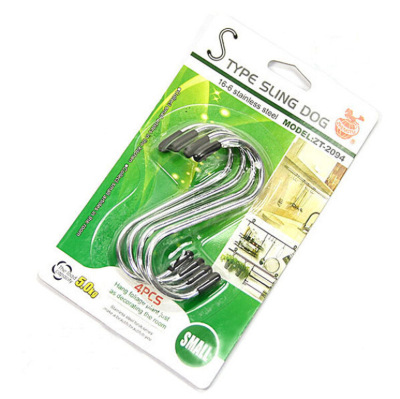 S-Shape Hook Multi-Functional Stainless Steel Traceless Hook/Portable Hook/Metal Hook 4 Pack