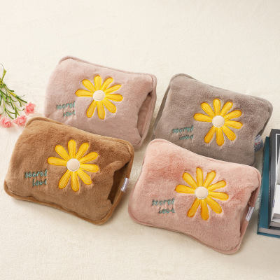 Small Daisy Imitation Dehaired Angora Charging Hot Water Injection Bag Hot-Water Bag Non-Removable and Washable