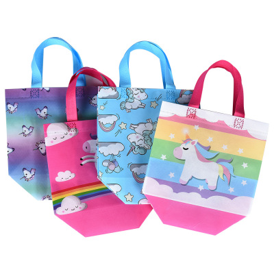 Non-Woven Bag Eco-friendly Bag Children Gift Bag Unicorn Printed Tote Bag Customizable Logo