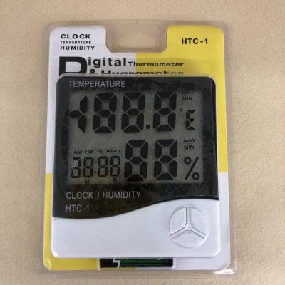 HTC-1 Electronic Hygrometer Large Screen Digital Temperature and Humidity Table with Clock Alarm Memory