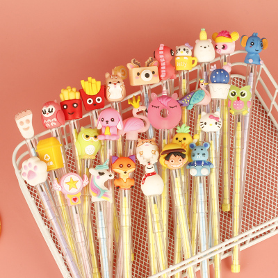 A Variety of Sharpening-Free Pencil Cartoon Cute Character Animal a Variety of Mixed Silicone End Propelling Pencil Bullet Core-Changing