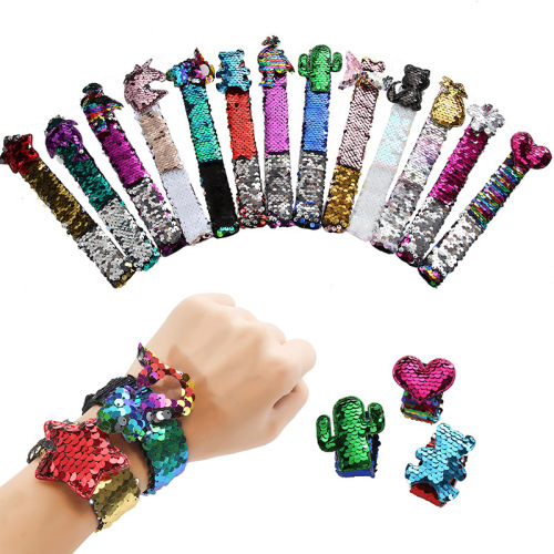 2019 creative style cartoon bracelet mermaid sequins ring pop bracelet cross-border hot children jewelry customization