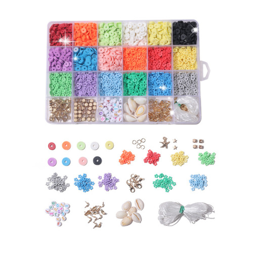 soft ceramic beads 6mm sheet mixed color rainbow wafer cross-border diy bead accessories 8 grid boxed beads support customization