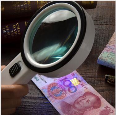 Handheld 30 Times Led Magnifying Glass with UV Fake Currency Detection Glass Lens New Foreign Trade Magnifying Glass for the Elderly