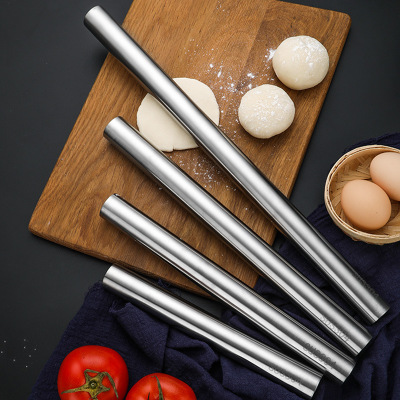 304 Stainless Steel Rolling Pin Integrated Thick Solid Rolling Stick Baking Tool Making Dumpling Wrapper round Stick Customization