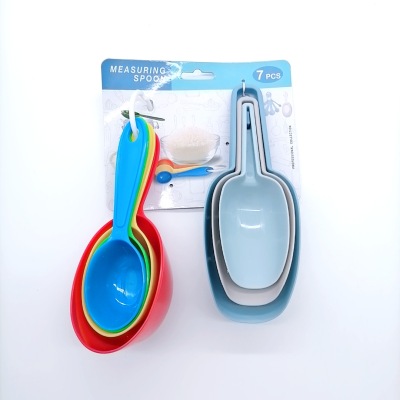 Factory Direct Sales Card Binding Baking Tool Plastic Measuring Cups Flour Shovel 7Pc Color