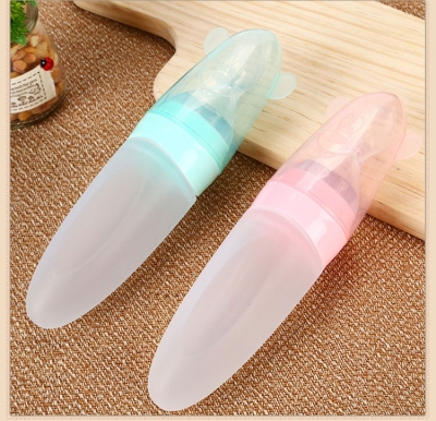 Baby Rice Cereal Rice Flour Complementary Food Feeding Bottle Silicone Rice Cereal Rice Cereal Bottle Bowl Spoon Integrated Squeeze Baby Feeding
