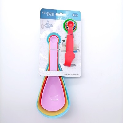 Factory Direct Sales Card Binding Baking Tool Plastic Measuring Spoon 9Pc Color Measuring Spoon