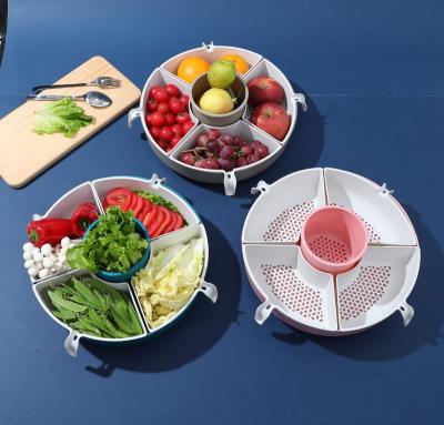 Internet Celebrity Best-Seller on Douyin Hot Pot Platter Plastic Rotating Hot Pot Basket Winter Best-Selling Double-Layer Vegetable Washing and Draining Basket