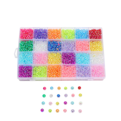 amazon hot sale 6mab color plastic beads handmade diy beaded 15 grid multi-color set box customizable factory direct