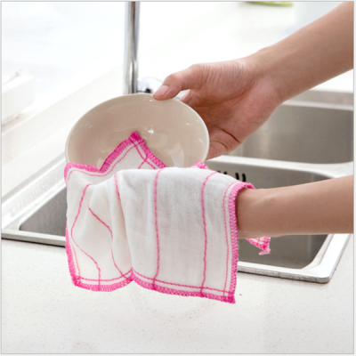 Korean Style Oil-Free Cotton Yarn Dish Towel Thick Scouring Pad Tablecloth Household Household Household Household Kitchen Hand Cleaning Cloth Absorbent