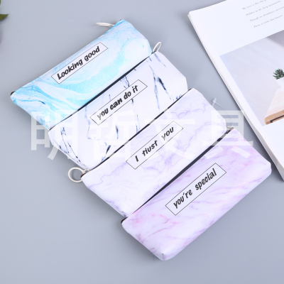 Factory Currently Available Direct Sales English Letter Pattern Decoration Student Large Capacity Pencil Case Various Colors and Styles