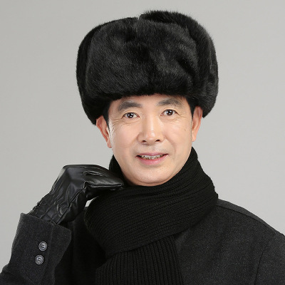 Hat Men's Winter Mask Lei Feng Hat Trendy Warm Middle-Aged and Elderly Fleece Cycling Cold Protection Old Northeast Locomotive Head Cotton Hat
