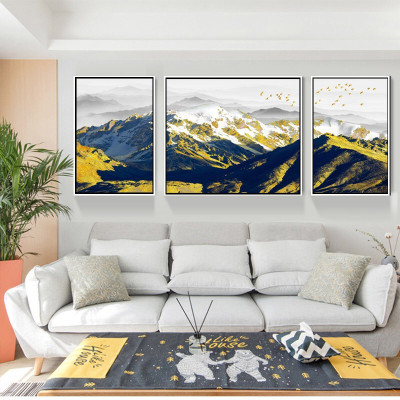 Sofa Background Wall Simple European New Chinese Ink Painting Restaurant Paintings Bedroom Oil Painting Triple European Living Room Decorative Painting