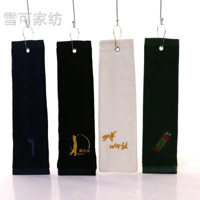 Golf Towel Terry Cotton Outdoor Long Towel with Hook Sports Embroidery Towel