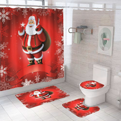 Factory Direct Sales Christmas New Hot Sale Cross-Border Amazon HD Digital Printing Waterproof Polyester Bathroom Shower Curtain